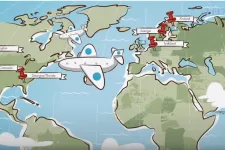 tecknad bild på karta och ett flygplan.